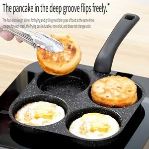 Four-in-one non-stick omelette pot, multi-purpose in one pot, cast iron material, uniform thermal conductivity, durable, compatible with a variety of cookware, suitable for pancakes, omelettes and other kitchen tools for various purposes