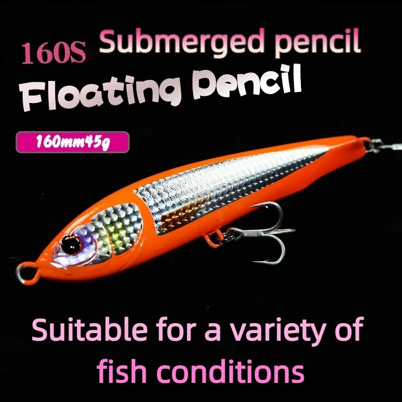 160 Surface Floating Fishing Lure, 45g Sea Trout Bait, Bonito Large Fish Lure, Saltwater Fishing Artificial Baits