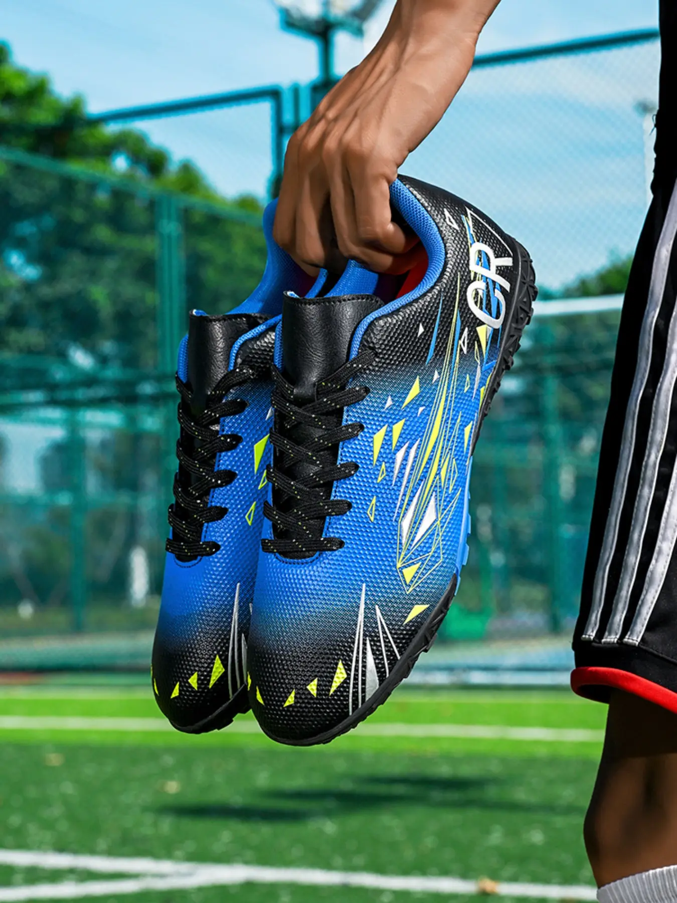 Adult Soccer Cleats Soccer Boots for Men Women Teens Students, PU Leather TF Ag Short Studs, Sporty Ombre Pattern, All-Season Outdoor Training Shoes, Sports Football Shoes