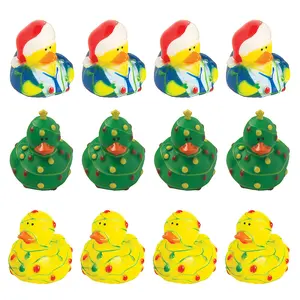 2 1/4" Wrapped in Christmas Lights Multicolor Rubber Ducks - 12 Pc.