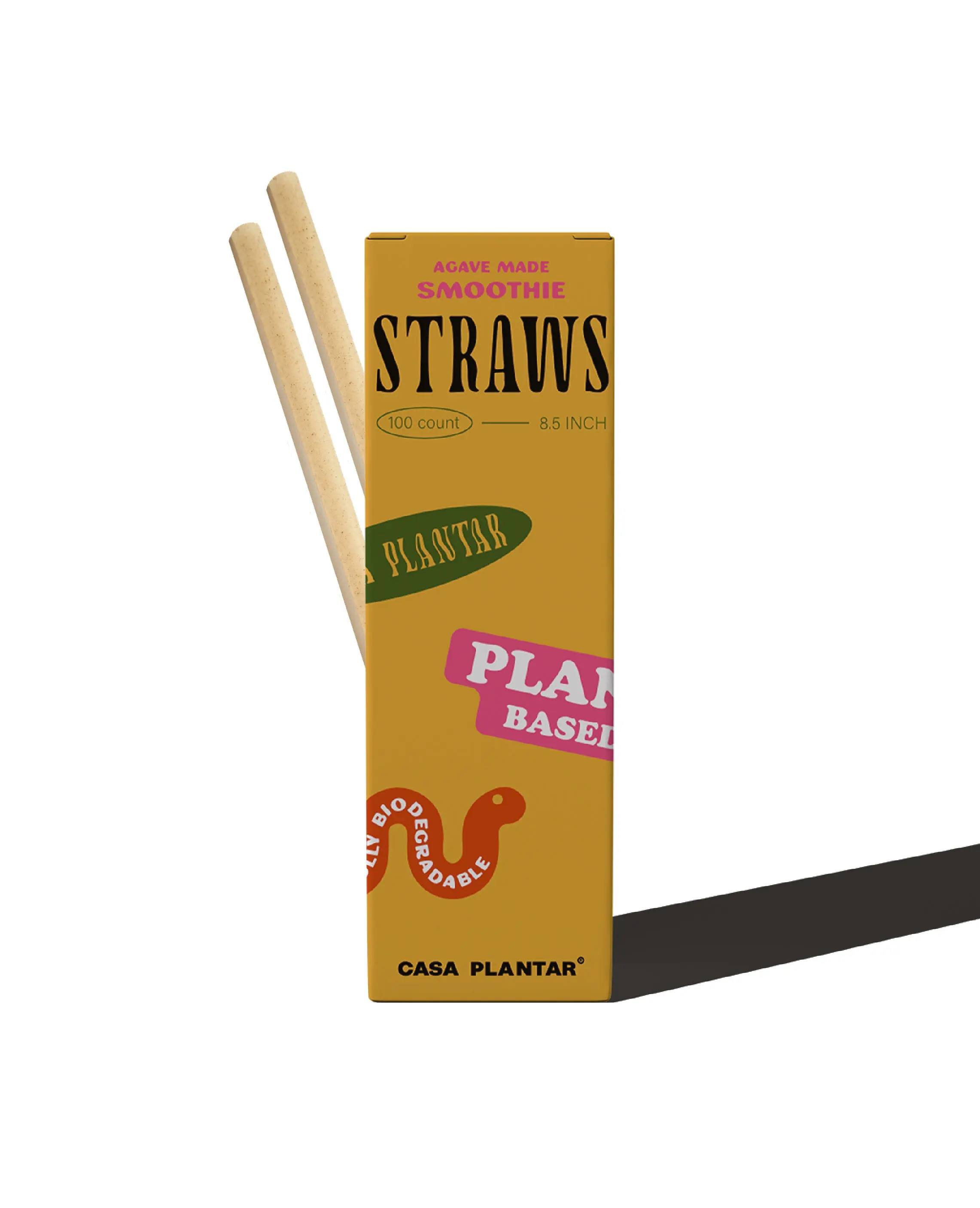Organic Agave Straws - Decomposable, 8" Smoothie Straw - 100 count