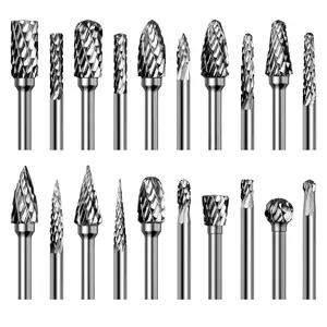 20Pcs Carbide Burr Bits Set Compatible with   1/8", Rotary Tool Bits with Double-Cut Design, Die Grinder Bits Accessories for Metal Wood Stone Steel Plastic Carving Cutting Grinding