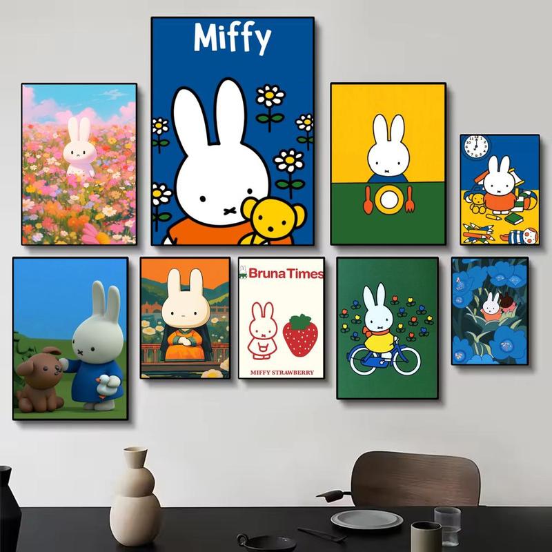 Cute Classic Dutch Cartoon Character M-Miffy Poster HD Printed Poster With Ultra-clear Resolution Waterproof And Moisture-proof Suitable For Bedroom Living Room Bar Restaurant Cafe Wall Decoration As Gift