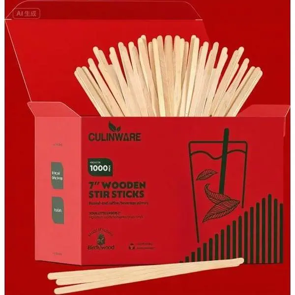 Eco-Friendly Wooden Stirrers 7" (1000 Pack) – Sustainable Beverage Mixers, Biodegradable Coffee Stir Sticks, Reusable & Disposable, Perfect for Home, Office, or Café Use