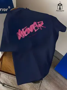 Men's T-Shirt with Art Font and 'never Mind' Text, Casual Short Sleeve Round Neck Top, Summer Street Style, Lightweight Fabric