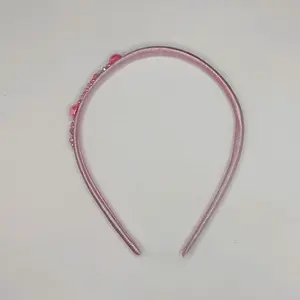 Unisex Fabric Headband - Blush Pink with Pink Pearls and Rhinestones for Women