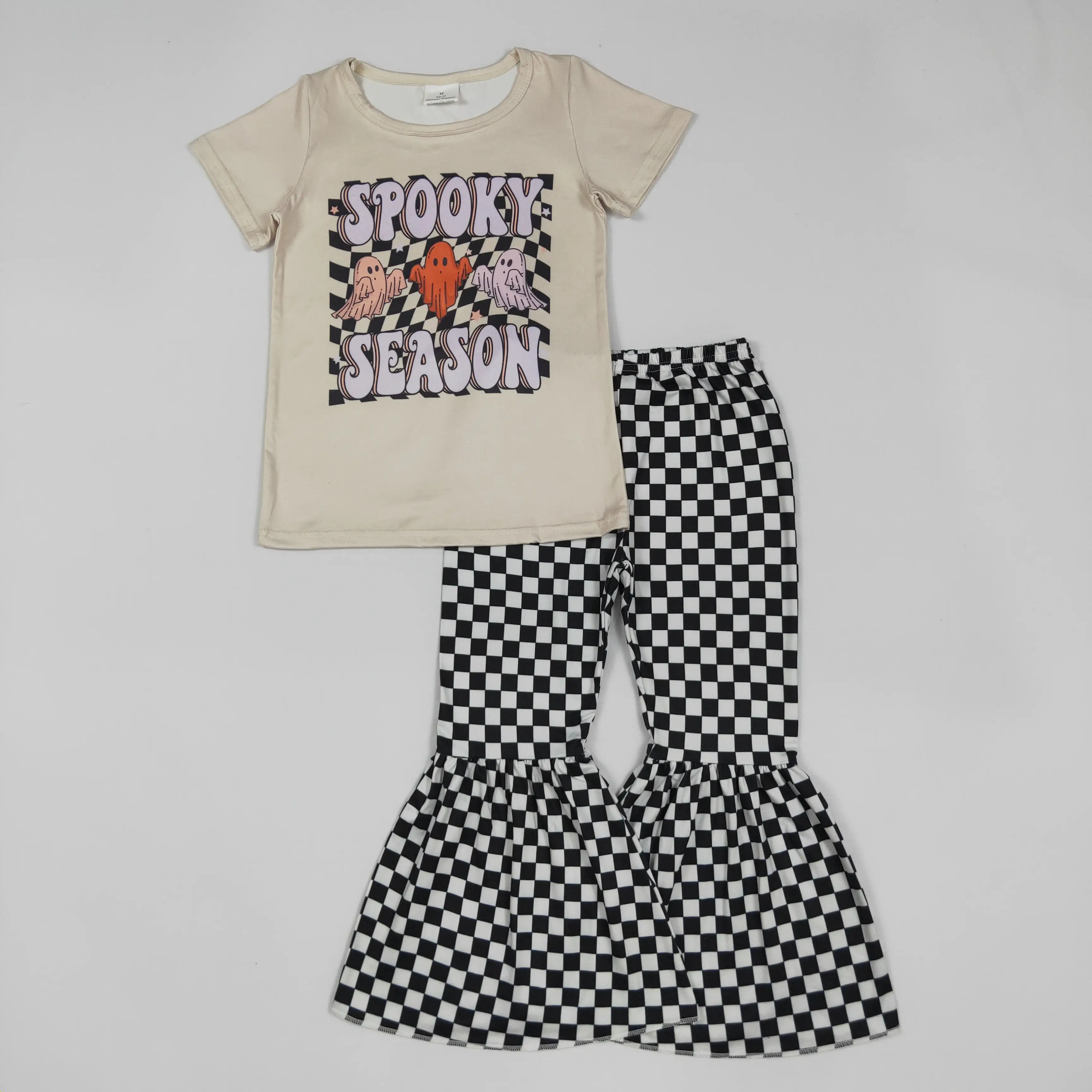 Halloween Short shirt Plaid Bell pants Girls Set