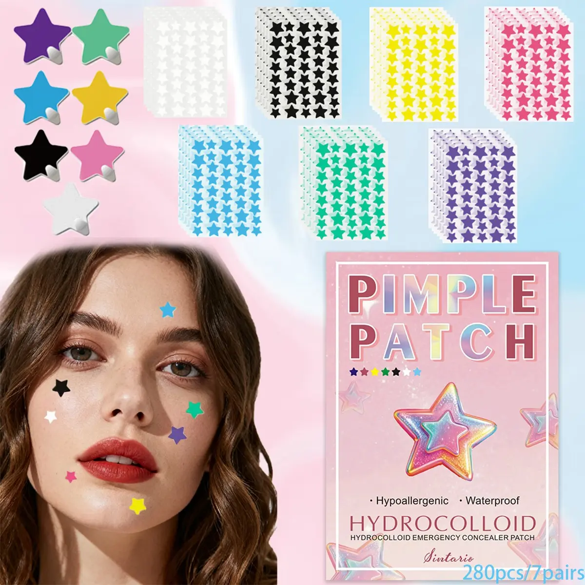 280pcs/7 Random Colors - Star Stickers, Aesthetic Stickers, Stickers Kit, Sticker Packs, Water-based Waterproof and Sweat Proof, Harmless and Gentle Beige Color, Holiday Gift, Anniversary Gift, Portable and Easy to Carry