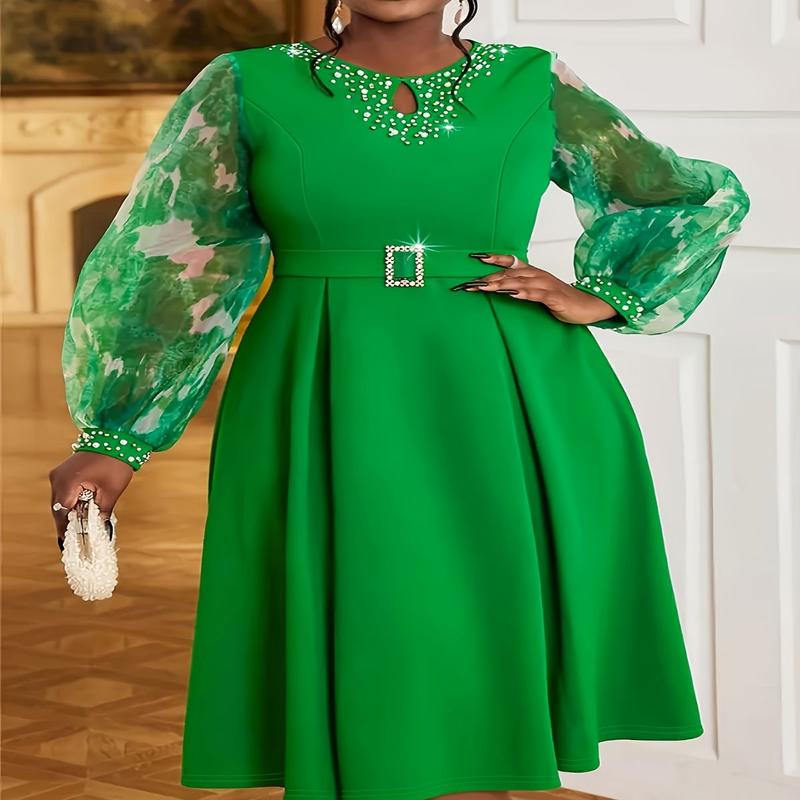 Elegant Emerald Green Beaded Round Neck Long Sleeve Formal Dress VV607860 with Ruching Tie-Dye Detail Machine Washable Polyester for Weddings Galas Parties Womenswear Elegant Emerald Green Beaded Round Neck Long Sleeve Formal Dress VV607860 with Ruching Tie-Dye Detail Machine Washable Polyester for Weddings Galas Parties Womenswear
