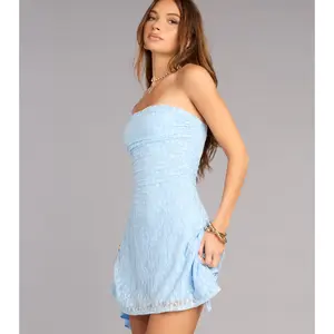 Cutie Vibe Lace Strapless A-Line Mini Dress
