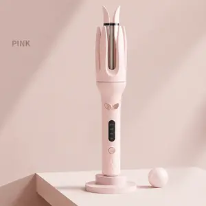 Automatic curling iron, 28 mm auto-rotating hair curler, ceramic curling wand with smooth negative ion hair care, fast heating anti-scald tangle-free hairstyler, adjustable 4 temperature settings, LCD display, dual voltage, gift for women