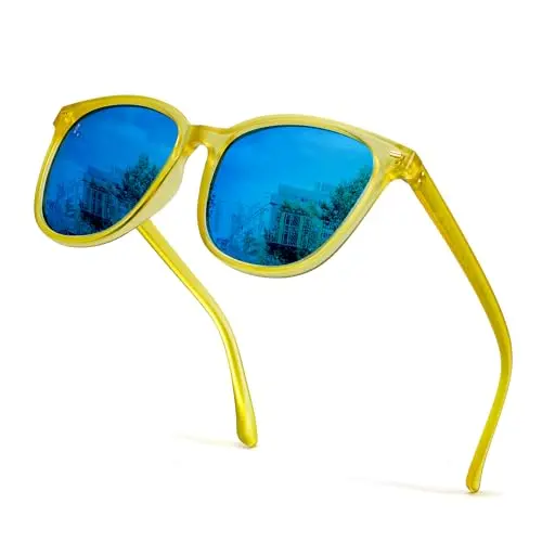 matte yellow / blue mirror lens