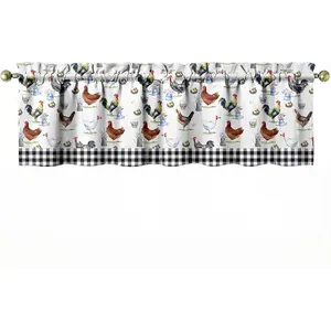 1 Piece Chicken Kitchen Curtains and Valances Set for Windows Rooster Kitchen Window Curtains Over Sink Decor 18x54 in