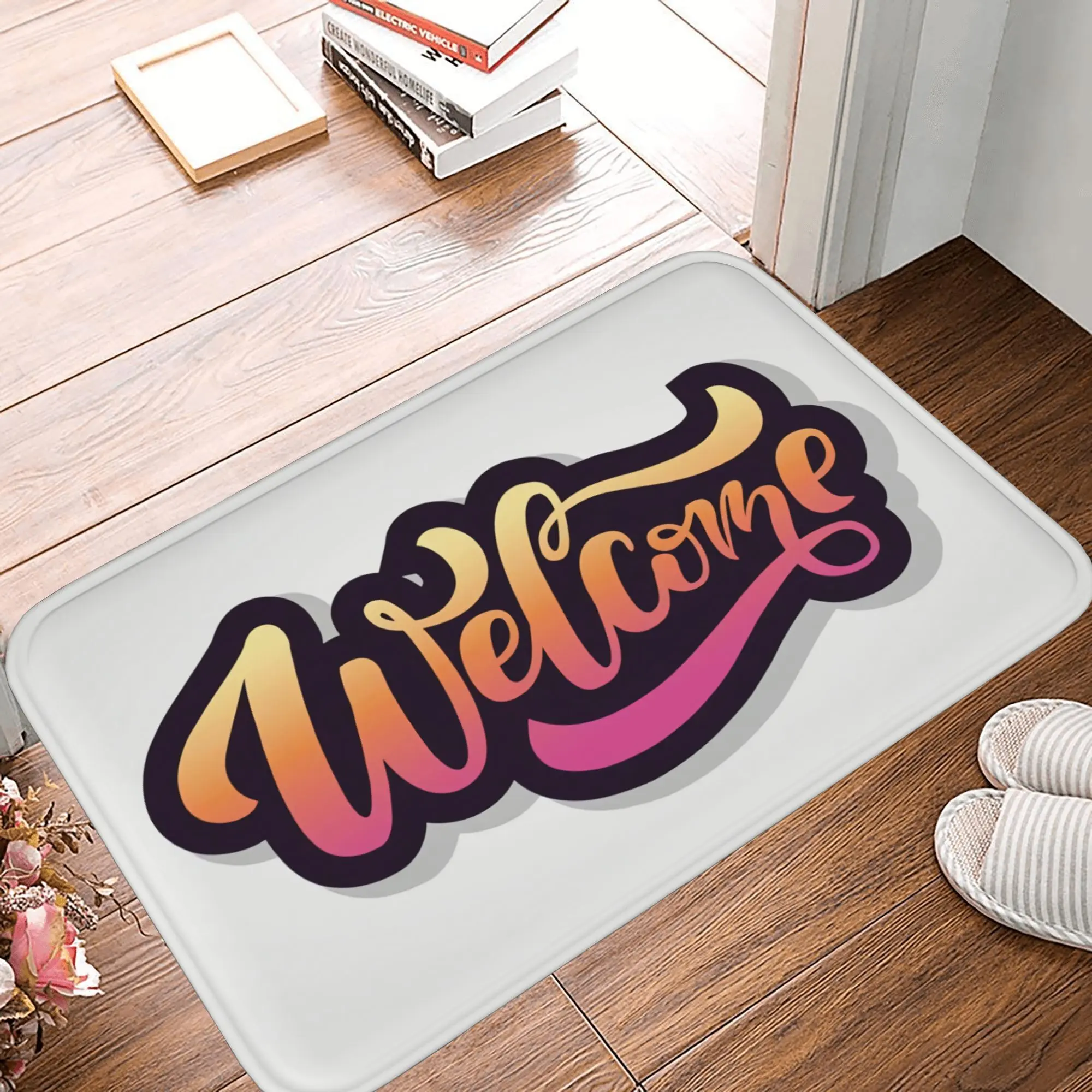 Colorful Ombre Welcome Doormat   Trendy & Vibrant IndoorOutdoor Mat   Non Slip, Durable & Machine Washable Entryway Decor