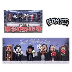 "HOMIE PAYASAS" (Clowns) SERIES 1, 2" FIGURES SET OF 6 PCS BY HOMIES 20454 BOX
