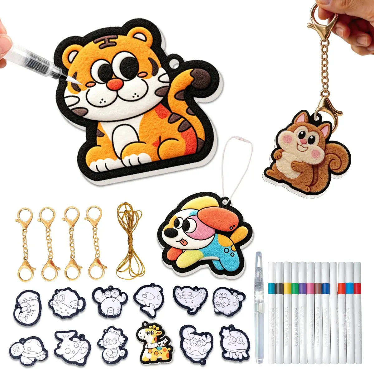 ✨2D to 3D Magic! DIY Wood Pulp Cotton Painting Kit  Make Custom Keychains & Decorations for Kids Art Fun!