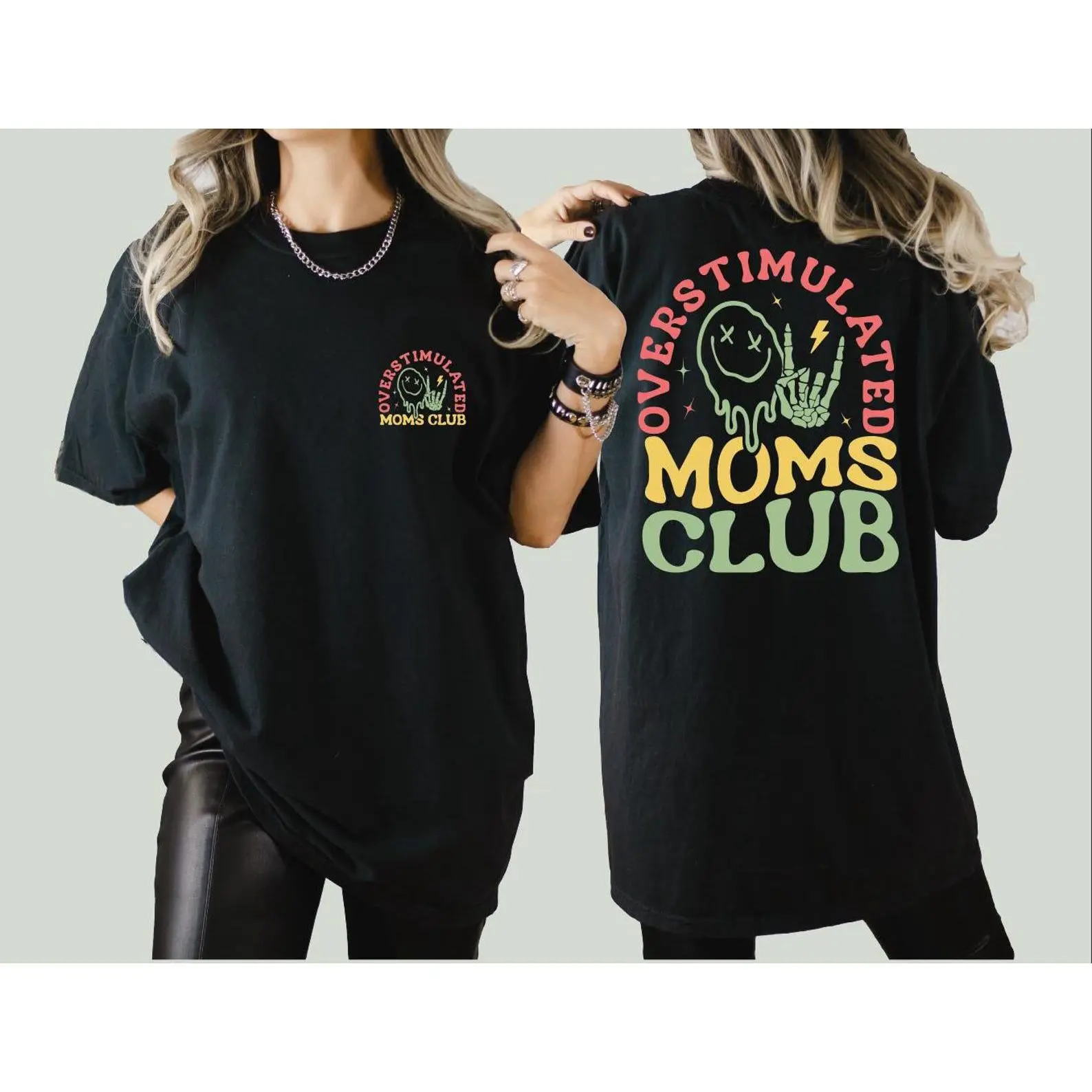 Overstimulated Moms Club Comfort Color Shirt, Vintage Graphic Tees, Pullover for Exhausted Mamas, Mom Life Aesthetic Gift 2025, Cool Mom Tee