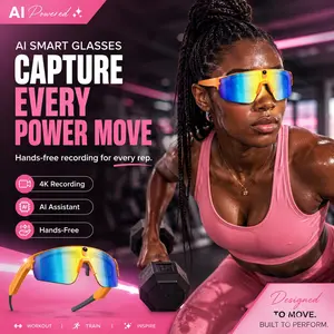 Ai Smart Sport Gym Sunglasses with HD 32mp Camera, 1200p Video Recording, Bluetooth-compatible 5.4, Ideal for Cycling, Golf, Running, Driving