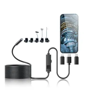 Endoscope Camera with Light, 1920P HD Bore scope with 8 LED Lights, 16.4FT Single Lens Semi-Rigid Snake Camera -IP67 Waterproof Car Drain AC Maintenance Inspection Tool for iPhone & Android