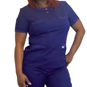 Ameik Amour’s ‘Valiant’ Henley Style Scrub Top Women Cute Scrubs Affordable Hospital Uniforms Stretch Clothing Comfortable Jogger Uniforms Womenswear Workwear Stylish Work Uniforms Nurse Scrub Set Healthcare Workers Pockets Pants Spandex Lady Essential