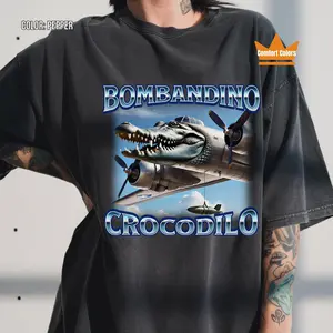 Bombardino Crocodilo Funny Brain Rot T-shirt, Bootleg Rap Tee, Meme Shirt, Weird Clothes, Italian Brainrot Meme, Crocodile Tee, Trending Tee