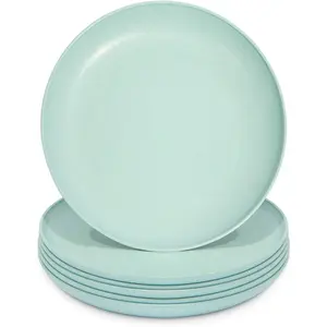 Wheat Straw Plates, Unbreakable Plate (Mint, 8 In, 6 Pack)