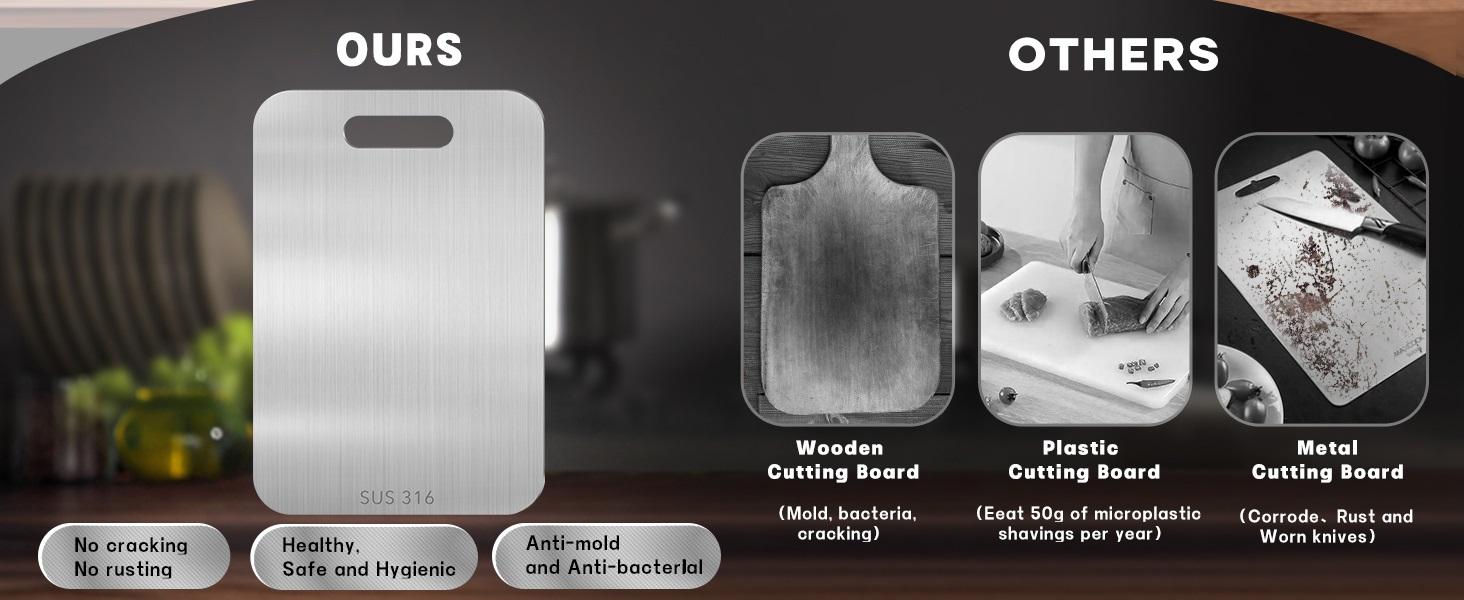 Stainless steel cutting board, upgraded kitchen hygiene non-toxic cutting board for meat/vegetable double-sided cutting board in 2026, 316 metal dishwasher safe kitchen gift (small, medium, large, choose to purchase)