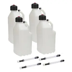 Utility Jug 5 Gal w/ Filler Hose Clear 4pk