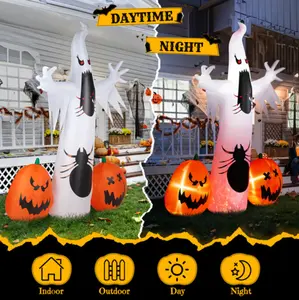 Halloween Inflatables Ghost Spider Pumpkin 11.8 FT Giant Blow up Decoration with LED Lights for Front Yard Lawn Garden Day & Night Outdoor Decor