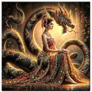 Dragon & Woman Pattern DIY Diamond Arts Colorful Painting Kit, 1 Set Handmade Creative Picture for Beginners, Wall Art Decor for Home