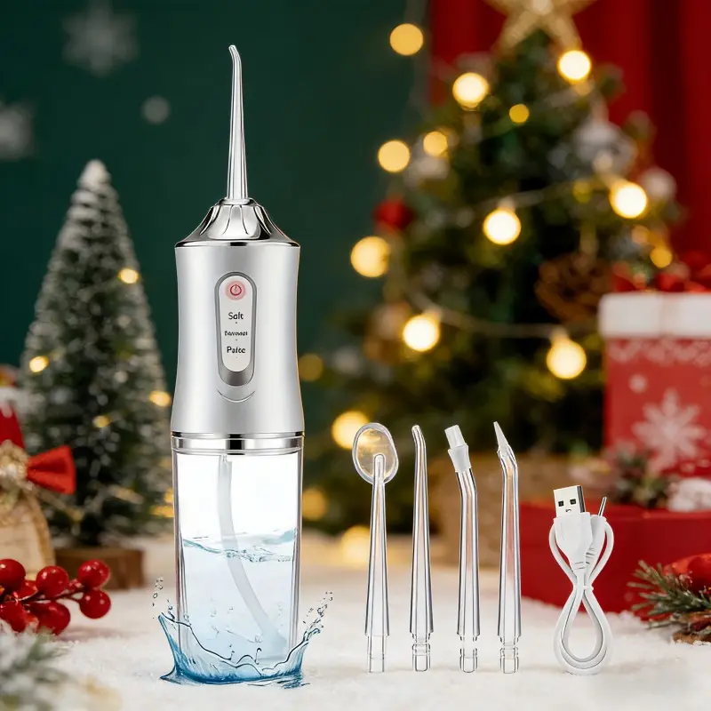 Electric cordless water flosser teeth cleaner, used for oral teeth irrigator, 3 modes and 4 nozzles, 800mAh, essential for men and women, Christmas gift