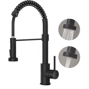 Modern Kitchen Faucet with Pull Down Sprayer Brushed Nickel Single Handle Compact Design Suitable for 1 or 3 Holes Fixtures