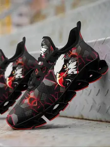 Men's Eagle Print Lace Up Running Shoes, 2024 New Style Casual Comfortable Breathable Sports Shoes, Gym Training Sport Walking Shoes for All Seasons