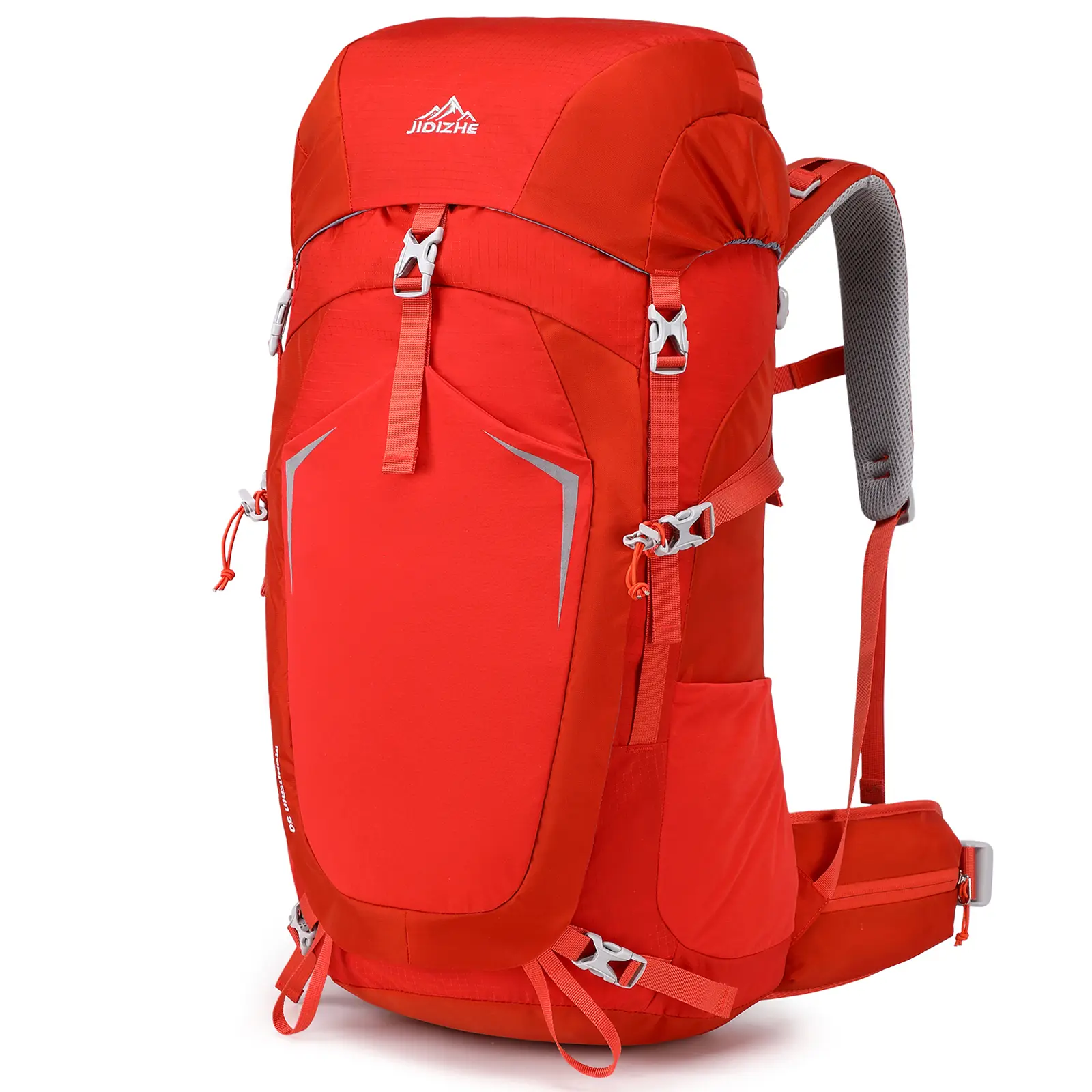 50L Hiking Backpack with Internal Frame & Rain Cover, Lightweight Backpacking Pack with Adjustable Chest Strap, Breathable Daypack for Hiking, Camping, Trekking, Travel, Men & Women(Red)