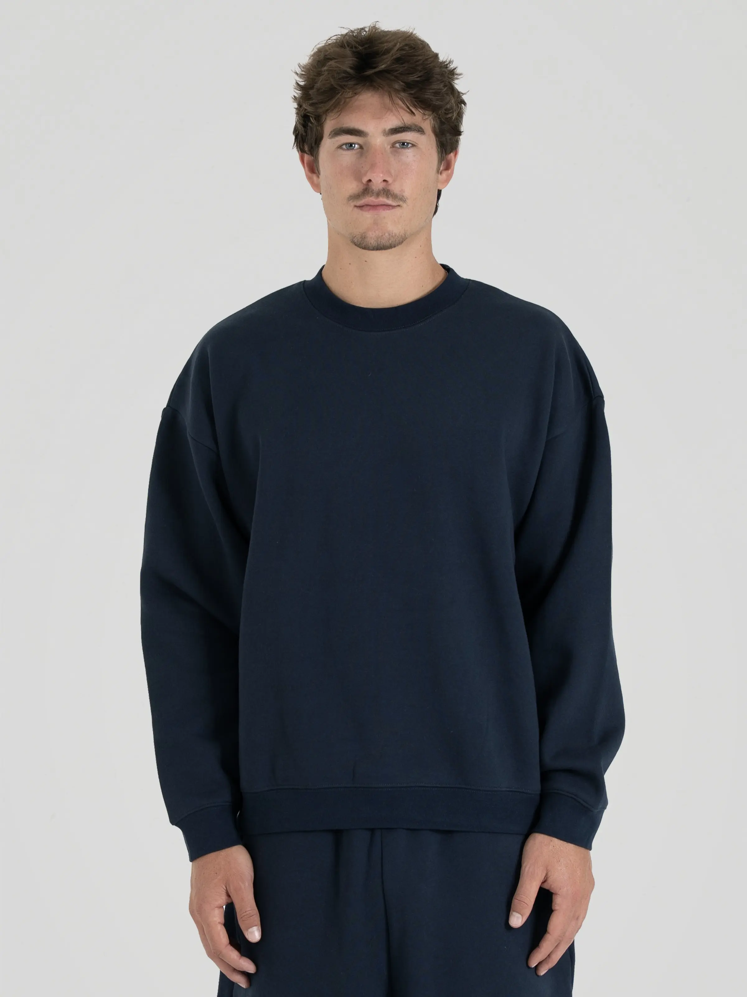 350 GSM 'Dark Navy' Fleece Crewneck 350 GSM 'Dark Navy' Fleece Crewneck