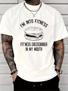 Men'S Black Hamburger Print T-Shirt _ _I'm Into Fi
