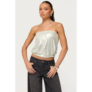 Leira Silky Sparkly Strapless Top Leira Silky Sparkly Strapless Top