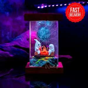 Ghost Campfire Night Light Decor - Spooky Ghost Lamps for Halloween - Best Halloween Gift for Him, Gift for Her Pack Rgb