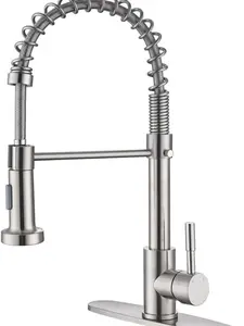 Kitchen Faucet with Pull Down Sprayer,Commercial Single Handle Kitchen Sink Faucets,Commercial Spring Single Handle RV Kitchen Faucet, Brushed Nickel