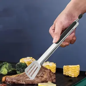 1pc 12 Inch 304 Stainless Steel Food Tongs with Locking Mechanism, Versatile Grill and Serving Tongs for BBQ, Frying, and Buffet Use