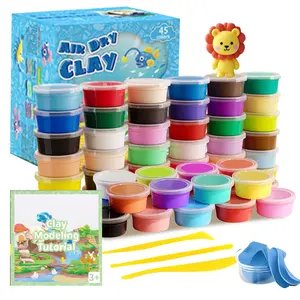 Air Dry Clay Set with 45 Vibrant Colors & 3 Shaping Tools for Kids Age 3+ Safe Eco-Friendly DIY Crafts Creative Art at Home School Boosts Imagination & Skills