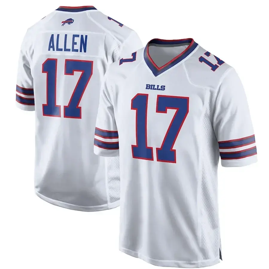 Men's Athletic Football Jersey No. 17 - Breathable Short Sleeve White Game Day Sportswear