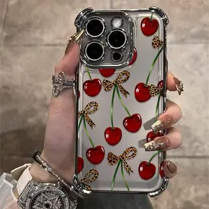 Edgy Sweet Cherry Leopard Phone Case For iPhone 16/15/14/13/12/11 XsPro Max Plus - Anti-Drop Shockproof Transparent,Protective Screen Protector Protection Cover tough phonecase accessory protection