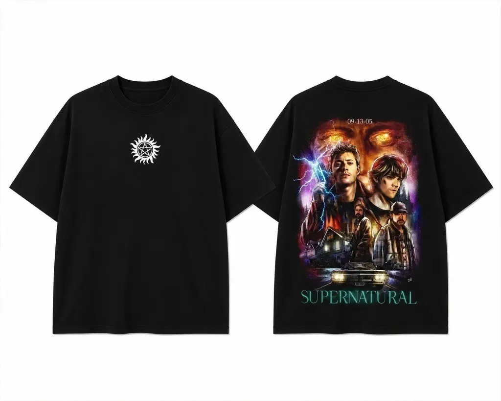 Supernatural TV Series Vintage Graphic Tee Oversized Sam and Dean Winchester Concert Streetwear T-Shirt