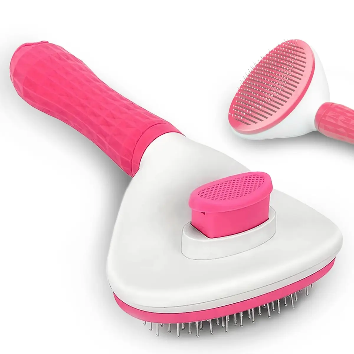 Massage Slicker Brush for Pets - Self Cleaning with Rounded Tips - Removes Loose Hair & Tangles - Deshedding Tool Groomer Tools Grooming Supplies