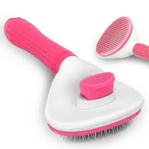 Massage Slicker Brush for Pets - Self Cleaning with Rounded Tips - Removes Loose Hair & Tangles - Deshedding Tool Groomer Tools Grooming Supplies