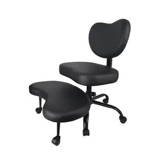 Extra-Wide&Tall Adjustable Cross Legged Meditation Chair with Retractable Footrest, Orthopedic Posture Correction Swivel Chair for ADHD Kids, Adults Office Yoga Floor Chair, Height Adjustable Ergonomic Back Support Chair（Black)）