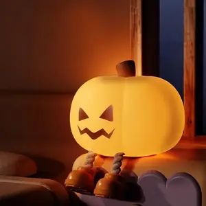 Halloween Pumpkin Night Light Spooky Mini LED Lamp with 3 Level Dimmable for Kids Outdoor Nursery Bedside Touch Lamp Silicone Rechargeable TikTokShopJumpstartSale bedroom decor