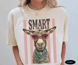 Smart Ass Shirt Comfort Colors Tee Women Sarcastic T-Shirt Preppy Striped Sassy Donkey Graphic Tee Viral Meme T Shirt Funny Shirt