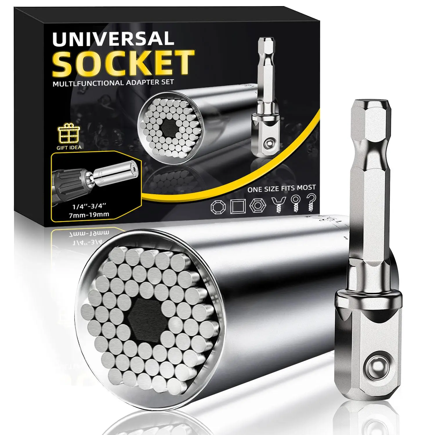 Universal Socket Wrench Set, Multifunctional Socket Wrench Set with Power Drill Adapter, Professional Hand Tool for Home & Office